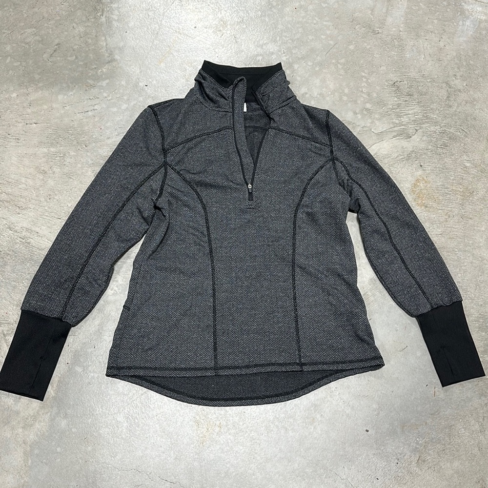 Athletic Work Black Partial Zip Front Pull Over T… - image 1